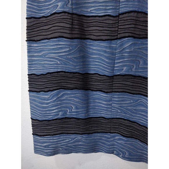 Piazza Sempione Blue Gray Striped Textured Embroidered Sleeveless Sheath Dress 6 - Picture 9 of 12